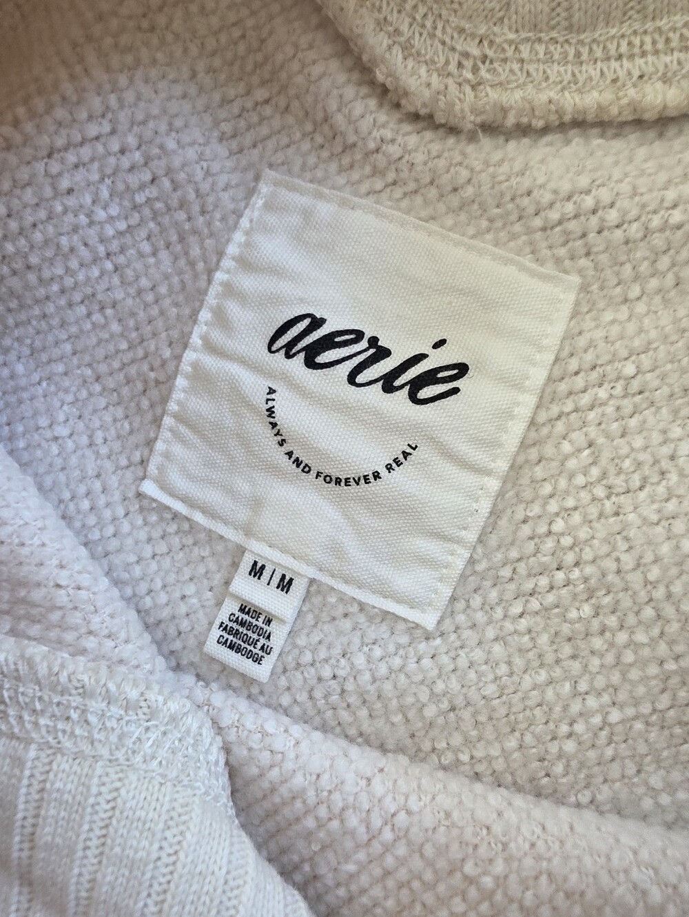Aerie ($170) NWT Cream Oversized V-Neck Lounge Set Wide Leg Pants Matching Set - Picture 7 of 16